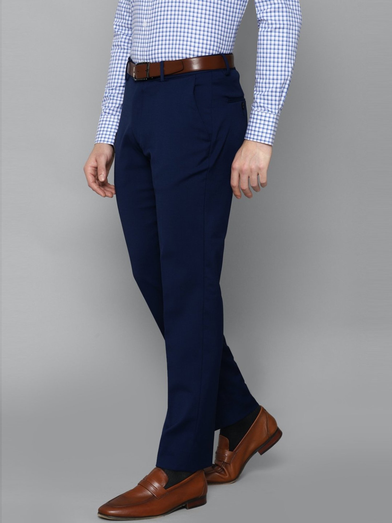 Louis Philippe Permapress Navy Regular Fit Trousers