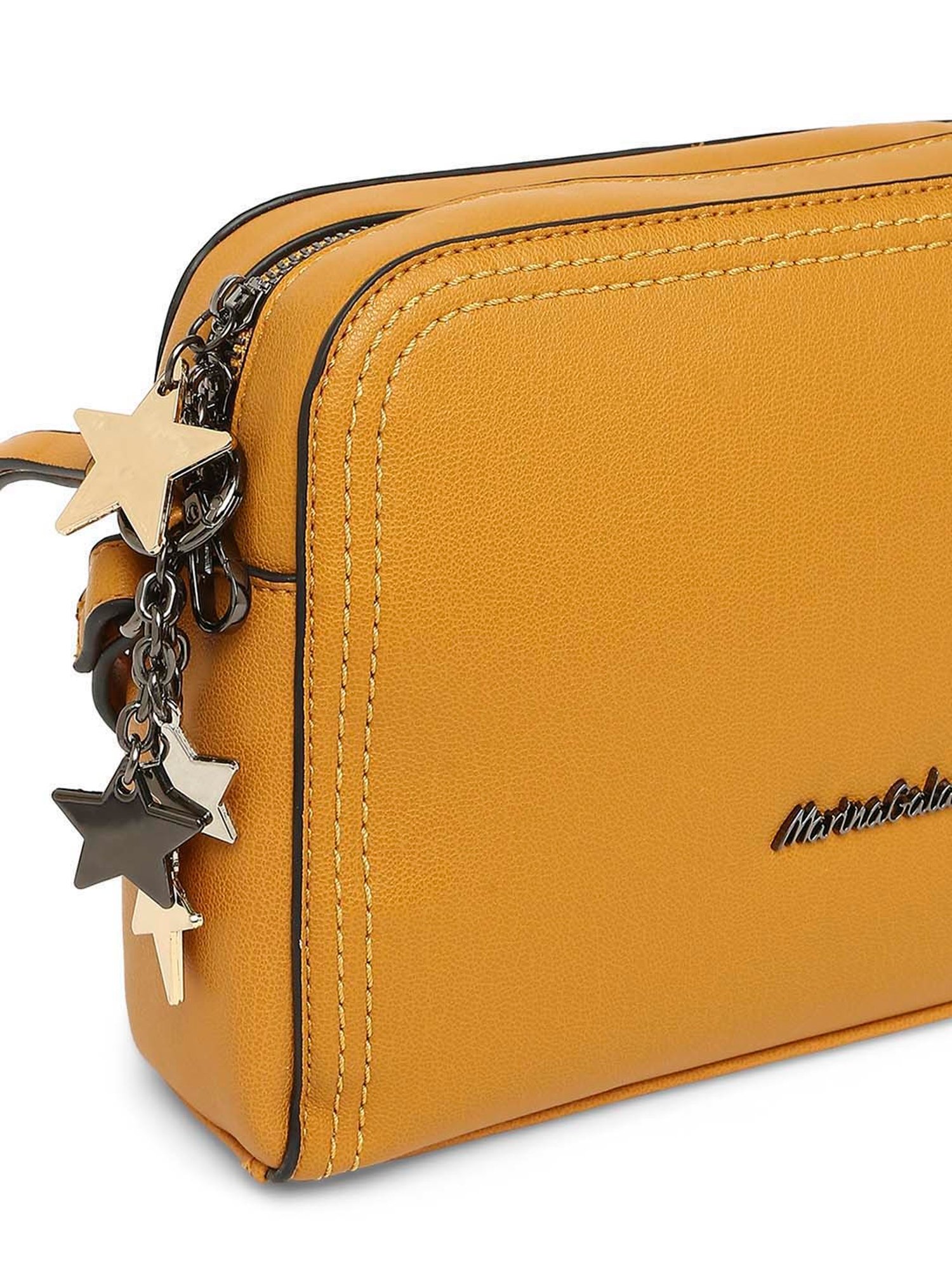 Marina Galanti Yellow Solid Medium Sling Handbag