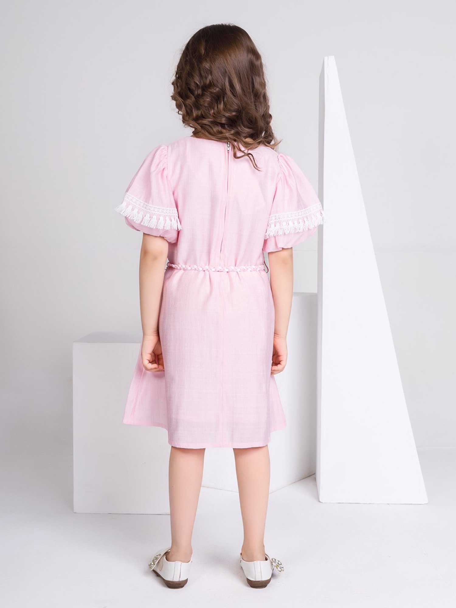 Peppermint Kids Pink Embroidered Dress