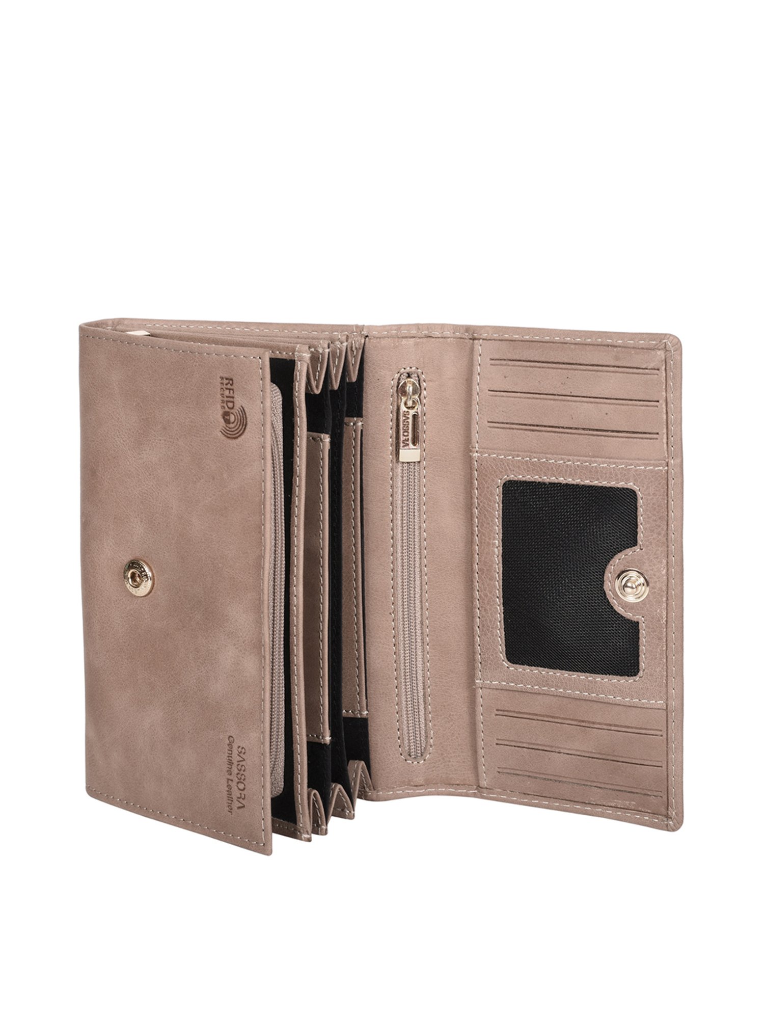 SASSORA Beige Solid Rfid Wallet for Women