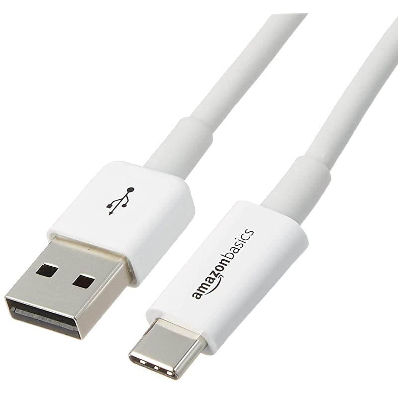 Basics USB Type-C to USB-A 2.0 Male Charger Cable, 9 Feet (2.7 Meters), White