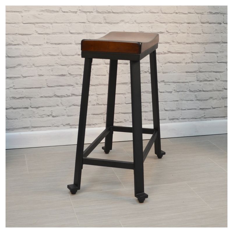 24" Viola Saddle Seat Counter Height Barstool Chestnut/Black - Carolina Chair & Table