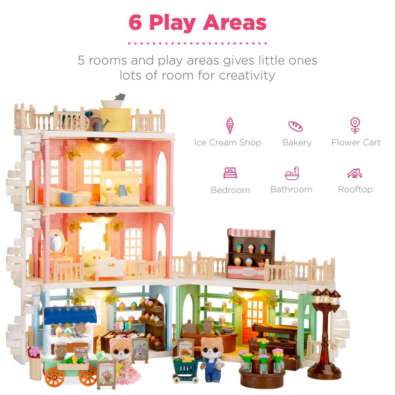 Best Choice Products Deluxe Cottage Dollhouse Mansion Pretend Toy Playset w/ 225 Accessories  and Tiny Critters for Kids