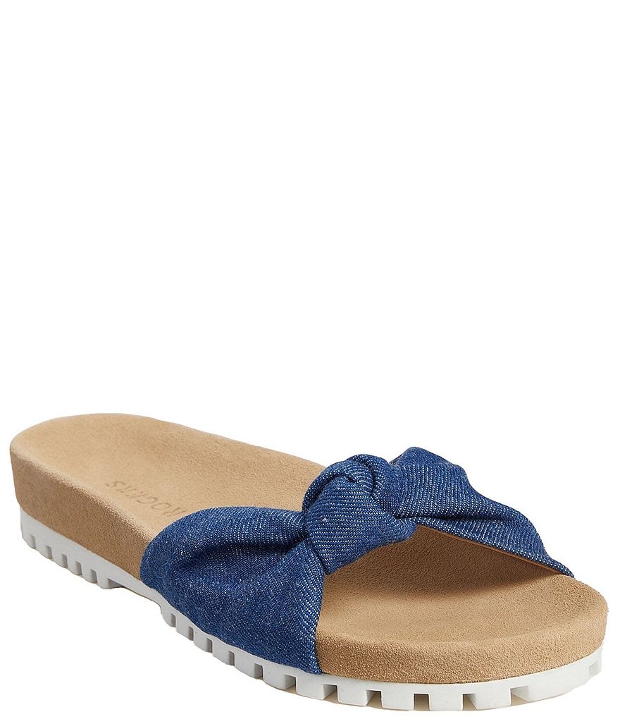 Jack Rogers Phoebe Knotted Denim Lug Sole Comfort Slides
