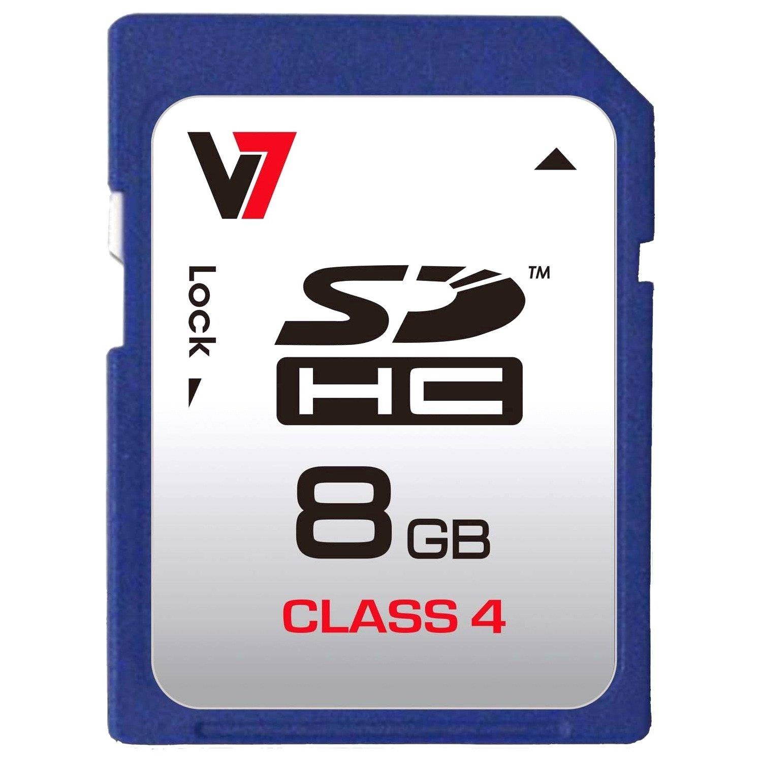 V7 8GB SECURE DIGITAL SDHC CLASS4 RETAIL / VASDH8GCL4R-1N /