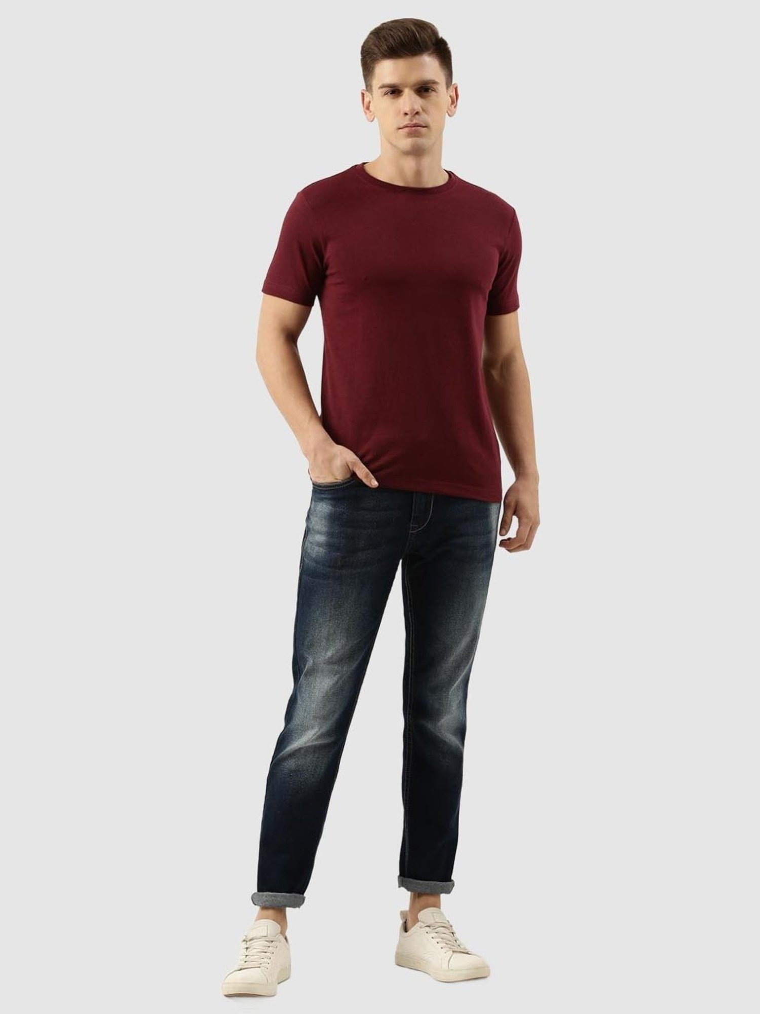 Bene Kleed Maroon Regular Fit T-Shirt