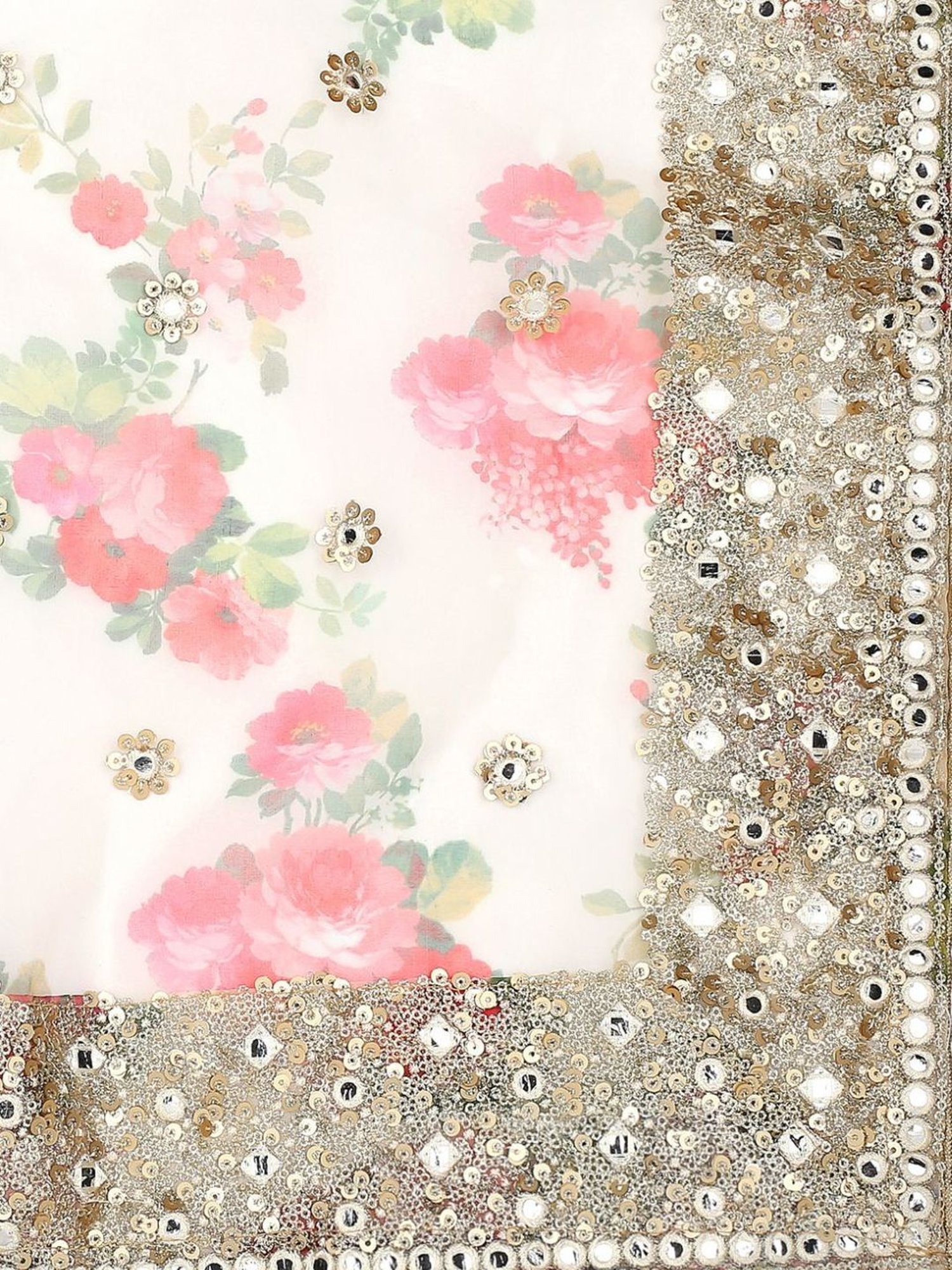 Dupatta Bazaar White Floral Print Dupatta