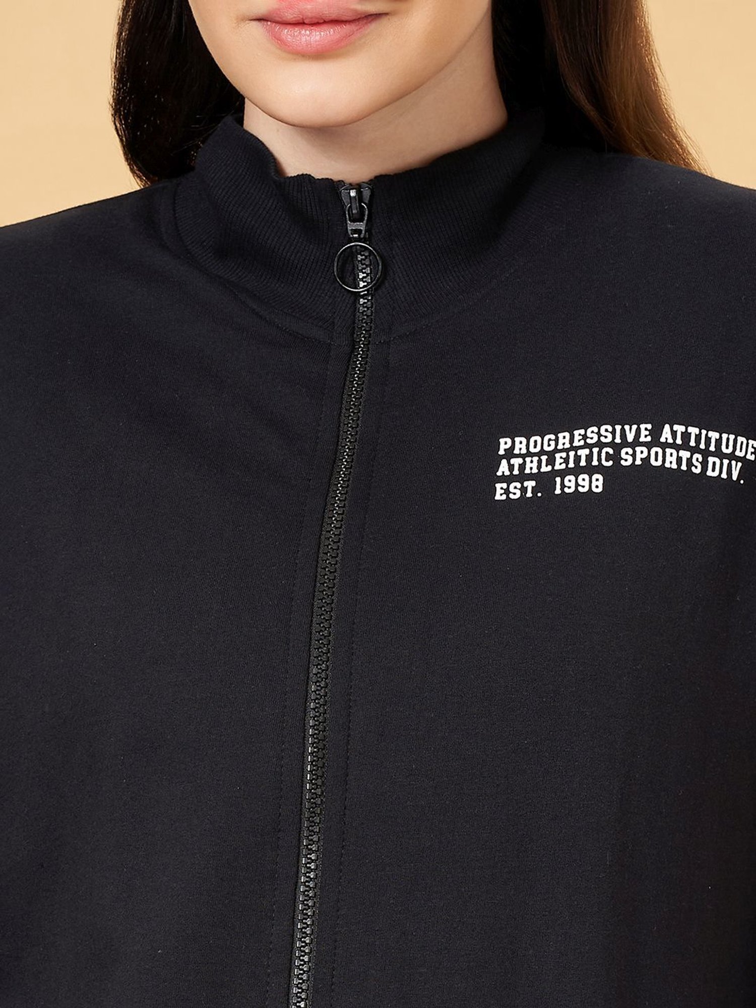 Ajile by Pantaloons Black Cotton Printed Sports Jacket