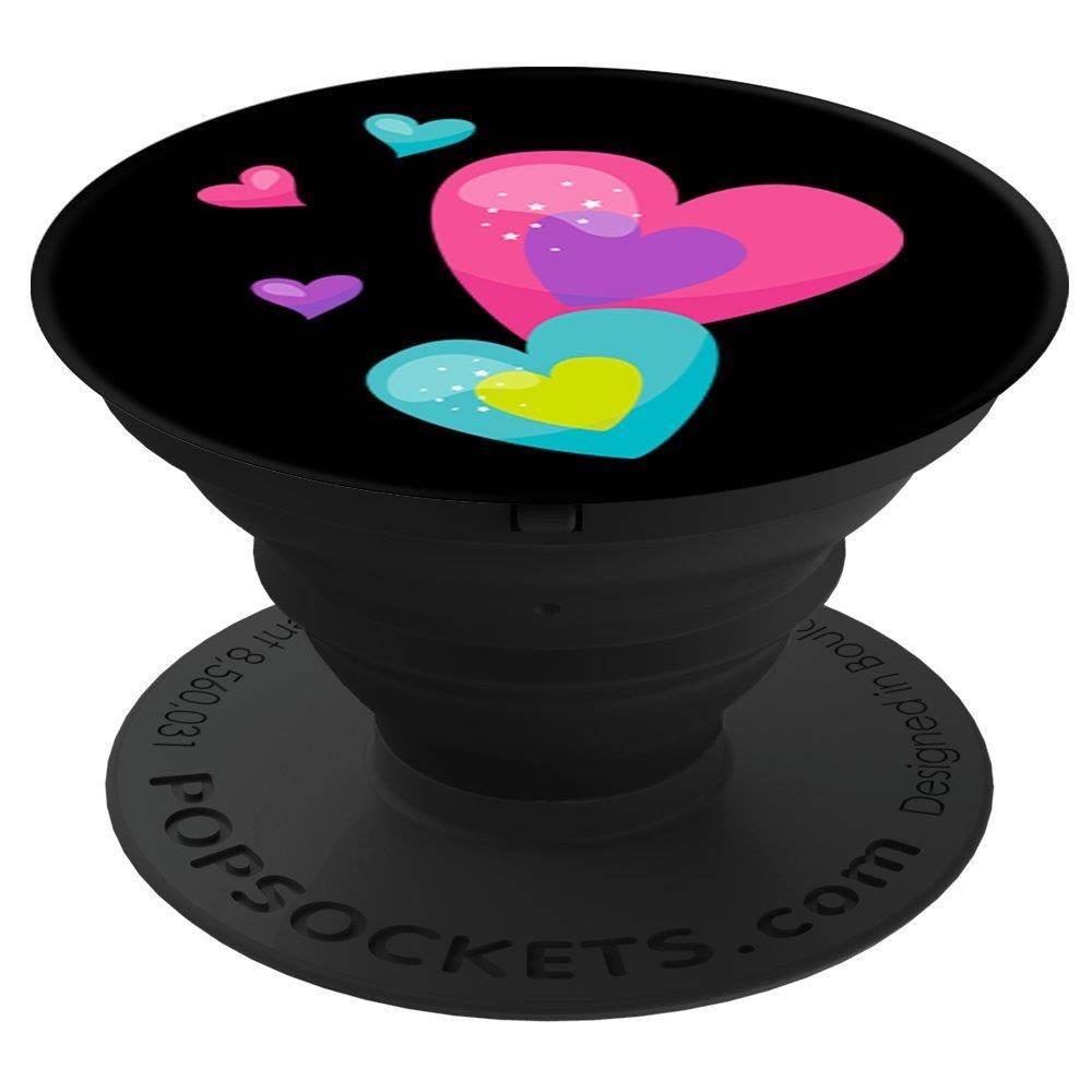 Sassy Southern Charm & Grace Cute Rainbow Hearts in Pink & Teal  PopSockets Stand for Smartphones and Tablets