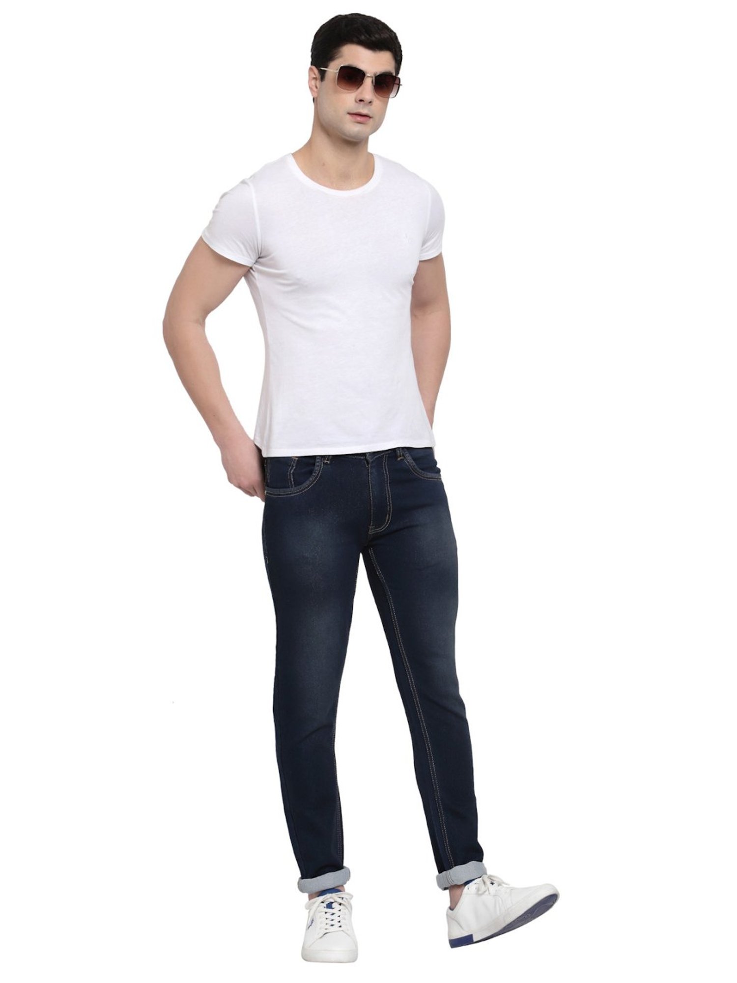 Allen Cooper Dark Blue Regular Fit Jeans