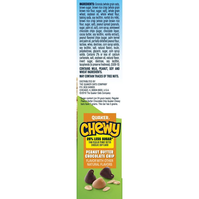 Quaker Chewy Low Sugar Peanut Butter Chocolate Chip Granola Bars - 8ct