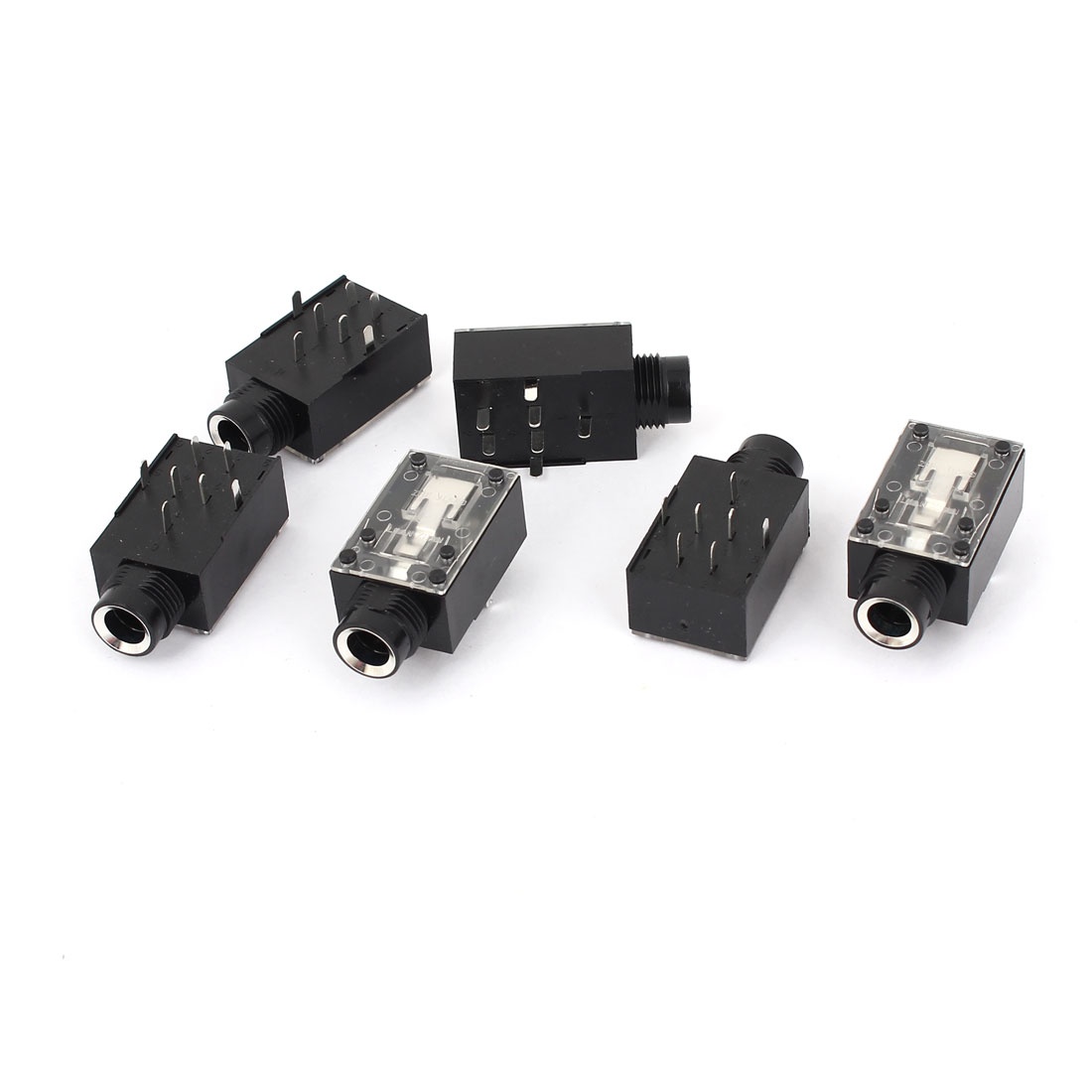 Global Bargains 6 Pcs PCB Panel Mount Straight 7 Pins 6.35mm Stereo Jack Socket Audio Connector