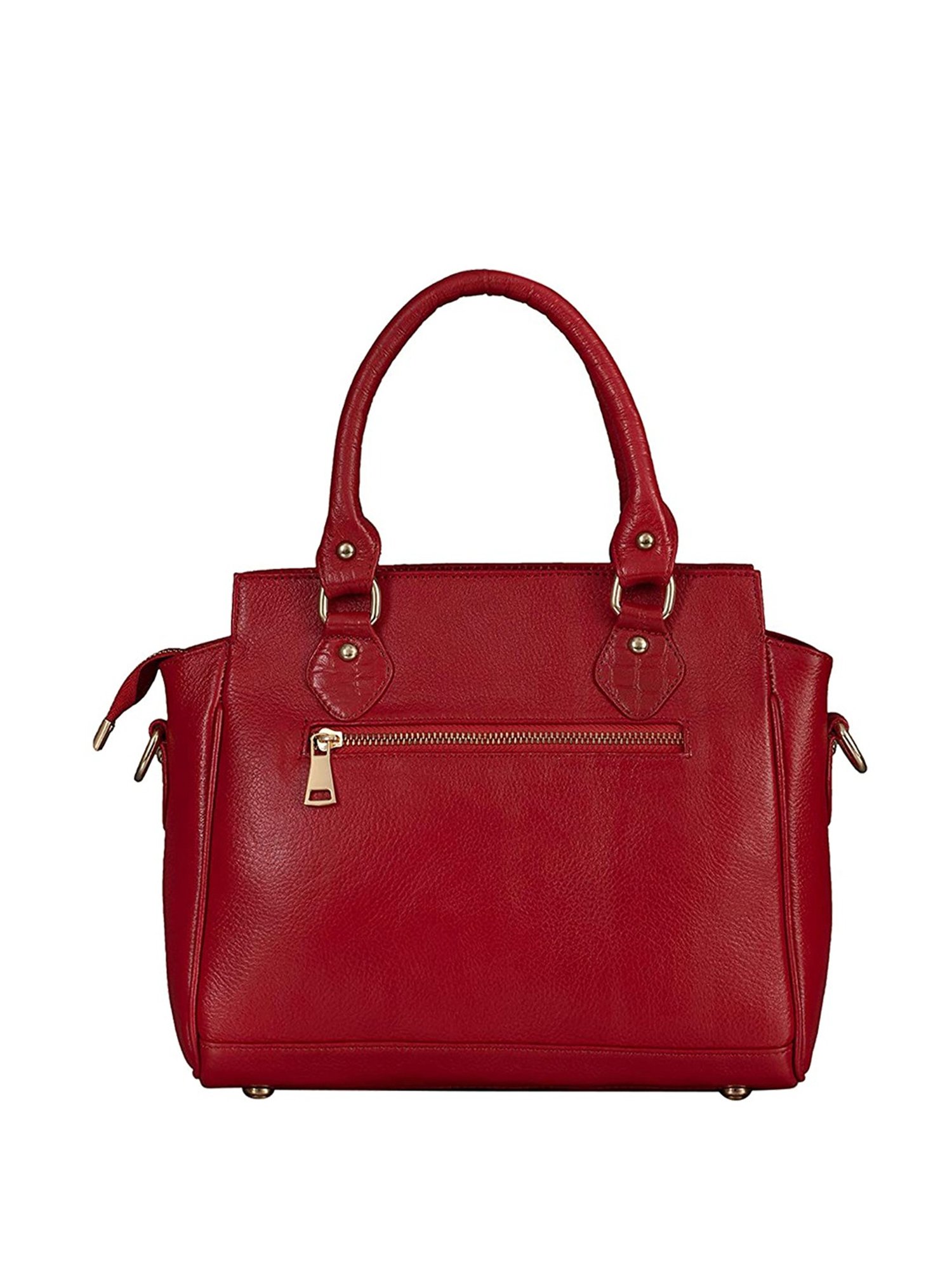 HiLEDER Red Solid Medium Satchel Handbag