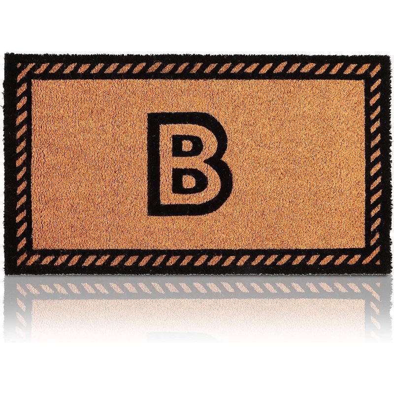 Juvale Monogrammed Letter B Coir Door Mat Welcome Doormat Indoor Outdoor Nonslip Front Rugs 17"x30"