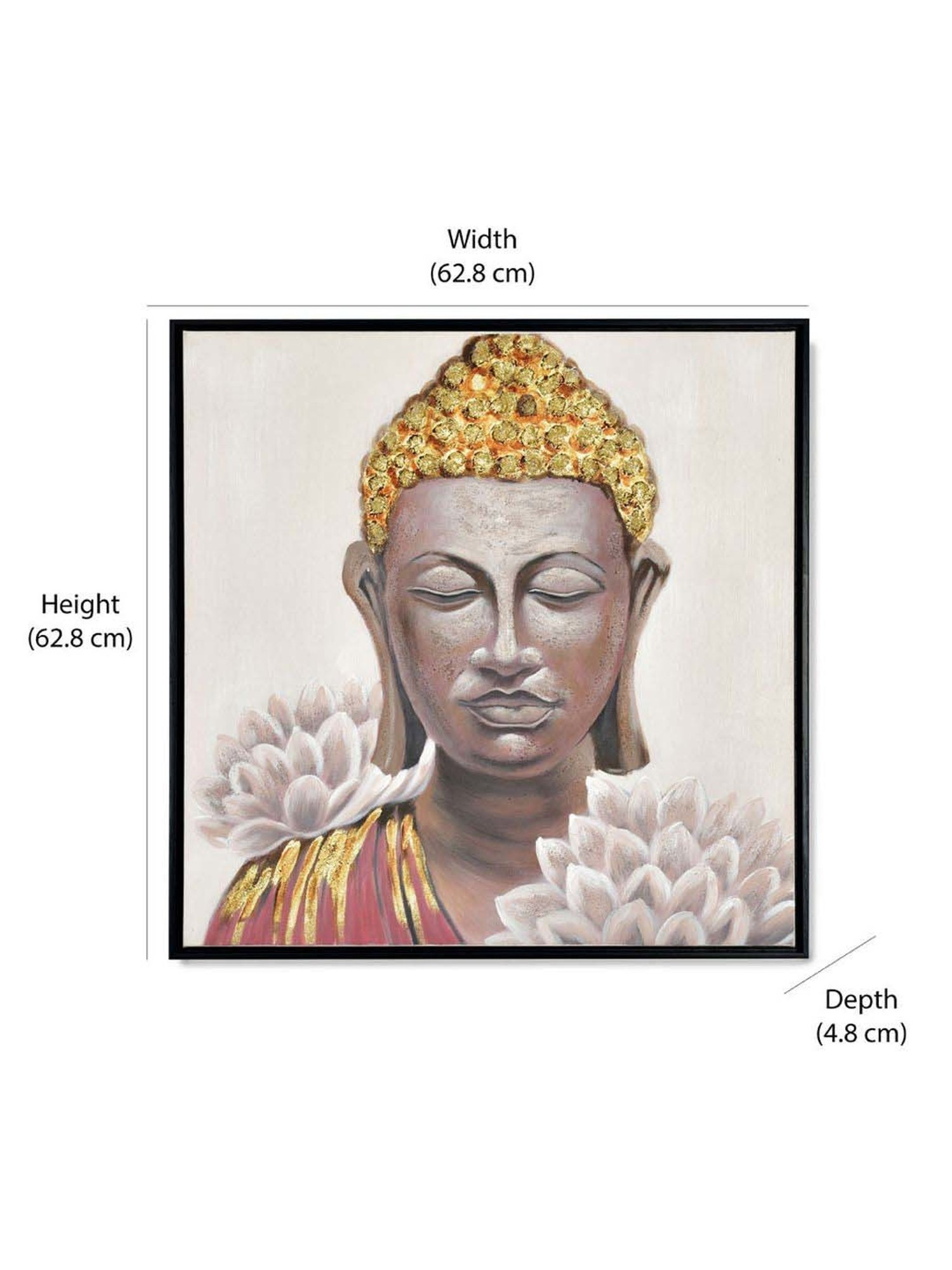 @home Multicolor Canvas Buddha With Flower Wall Painting