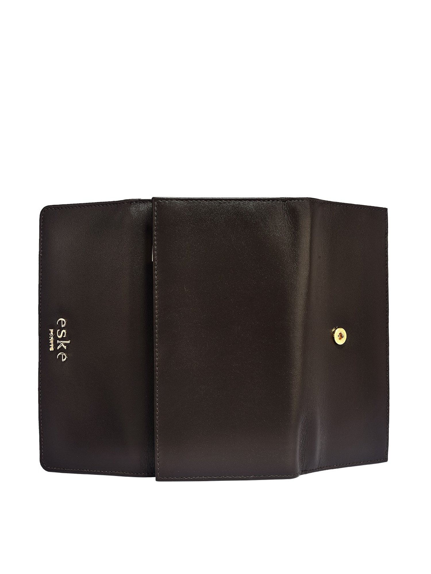 Eske Claire Brown Solid Tri-Fold Wallet for Women