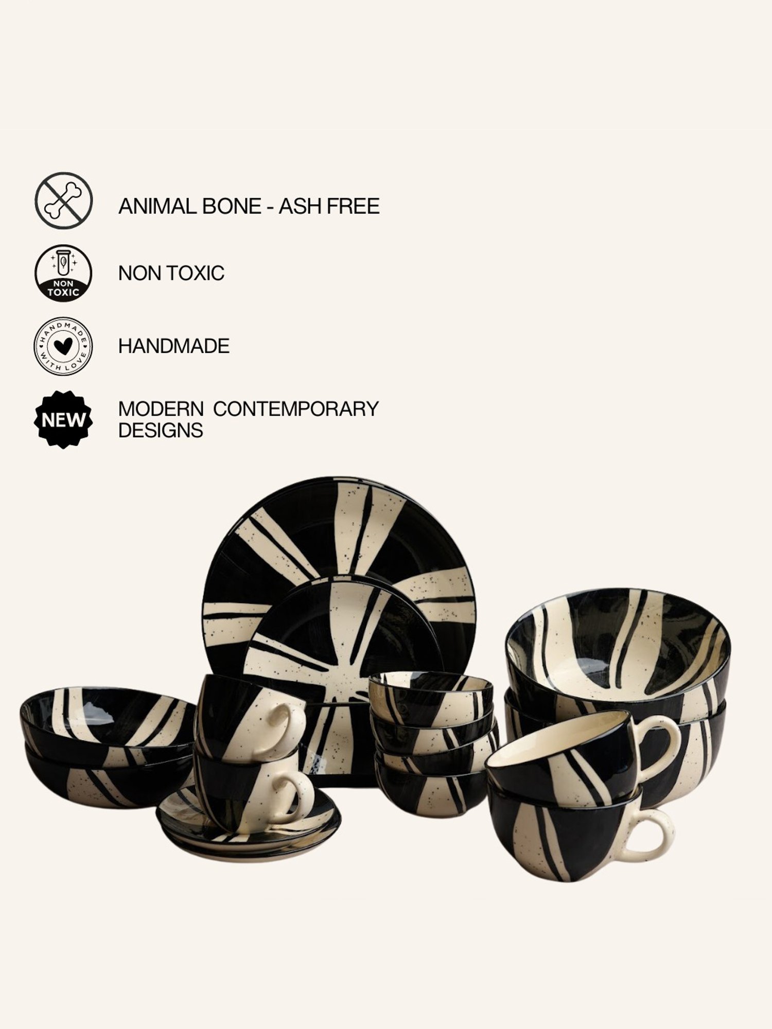 BlackCarrot Ceramic Dinner Set for Couple