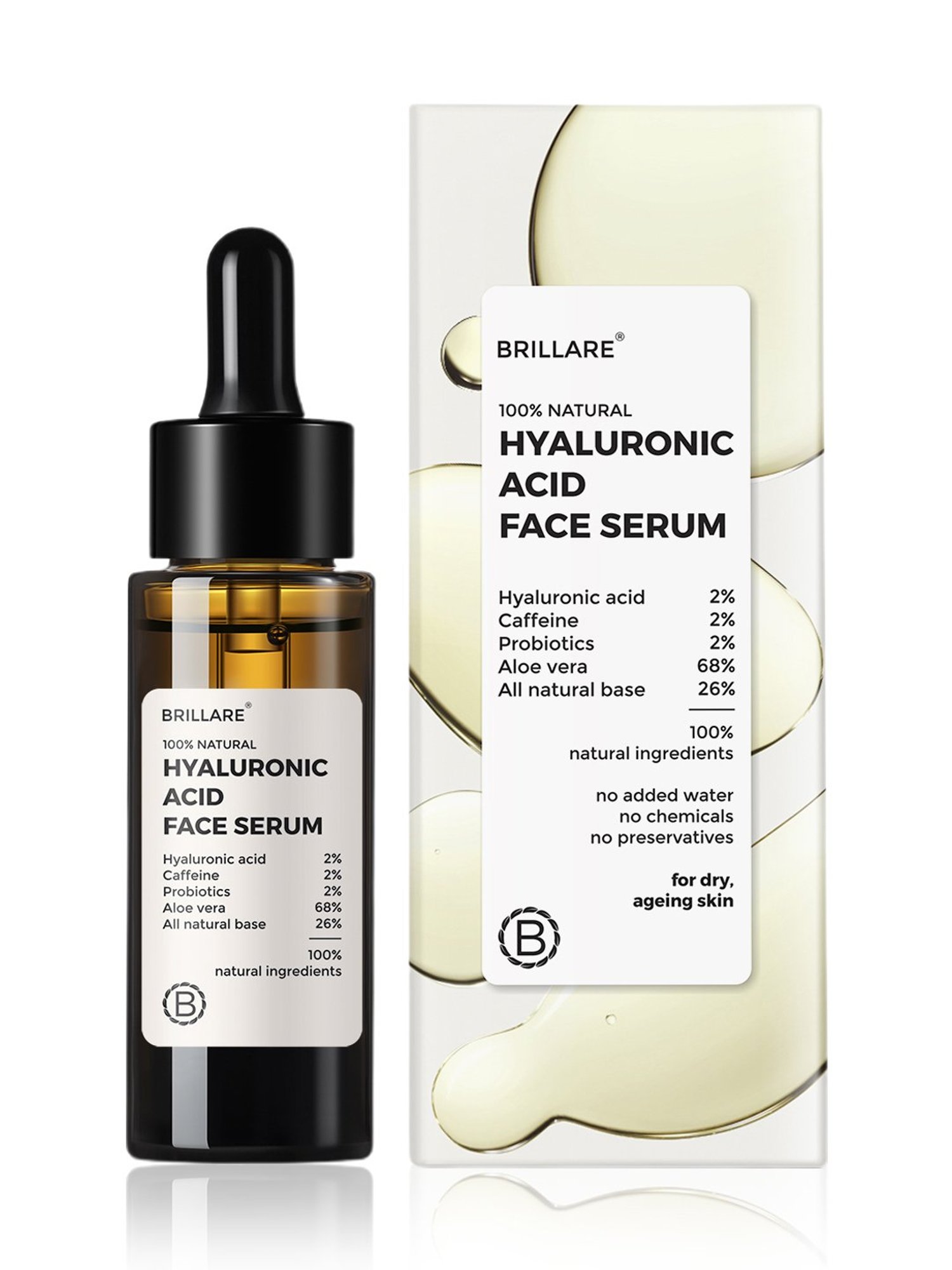 Brillare 100% Natural Hyaluronic Acid Face Serum - 30 ml