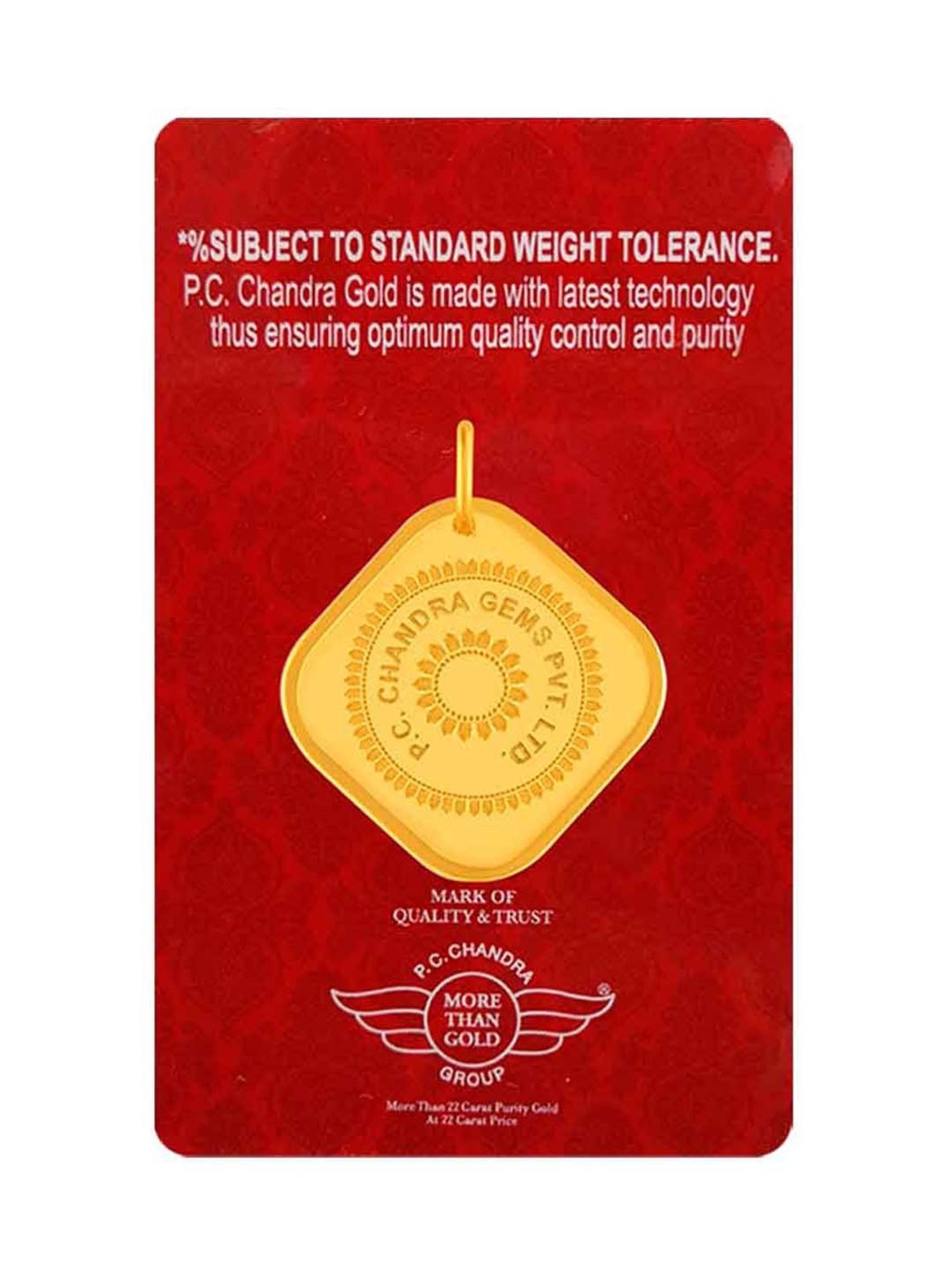 P.C. Chandra Jewellers 22k (916) 5gm Yellow Gold Sunrise Coin Pendant