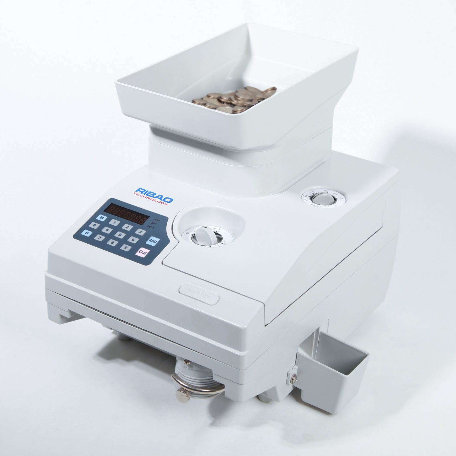 Ribao HCS-3300 High Speed Coin Counter, Heavy Duty Bank Grade Coin Sorter with Large Hopper, Two-Year Warranty