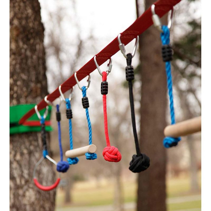 HearthSong Original 36'L 7-Piece Ninjaline Backyard Hanging Obstacle Course Kit for Kids