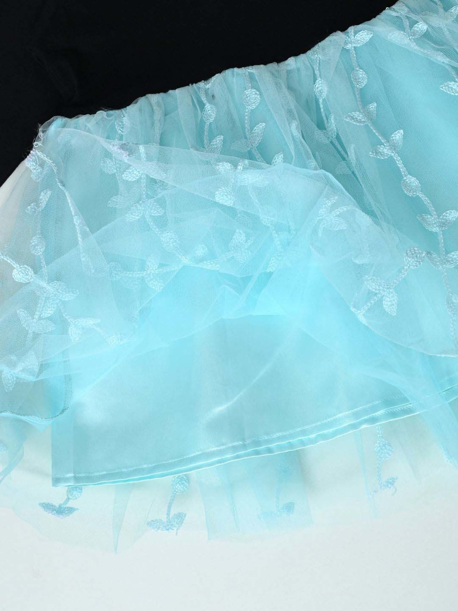 Bella Moda Kids Blue Self Pattern Full Sleeves Dress