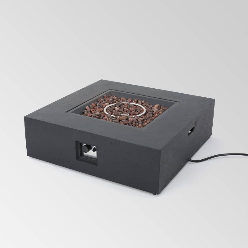 Oana 7pc Acacia V-Shaped Sectional Sofa with Fire Pit Set - Gray/Dark Gray - Christopher Knight Home