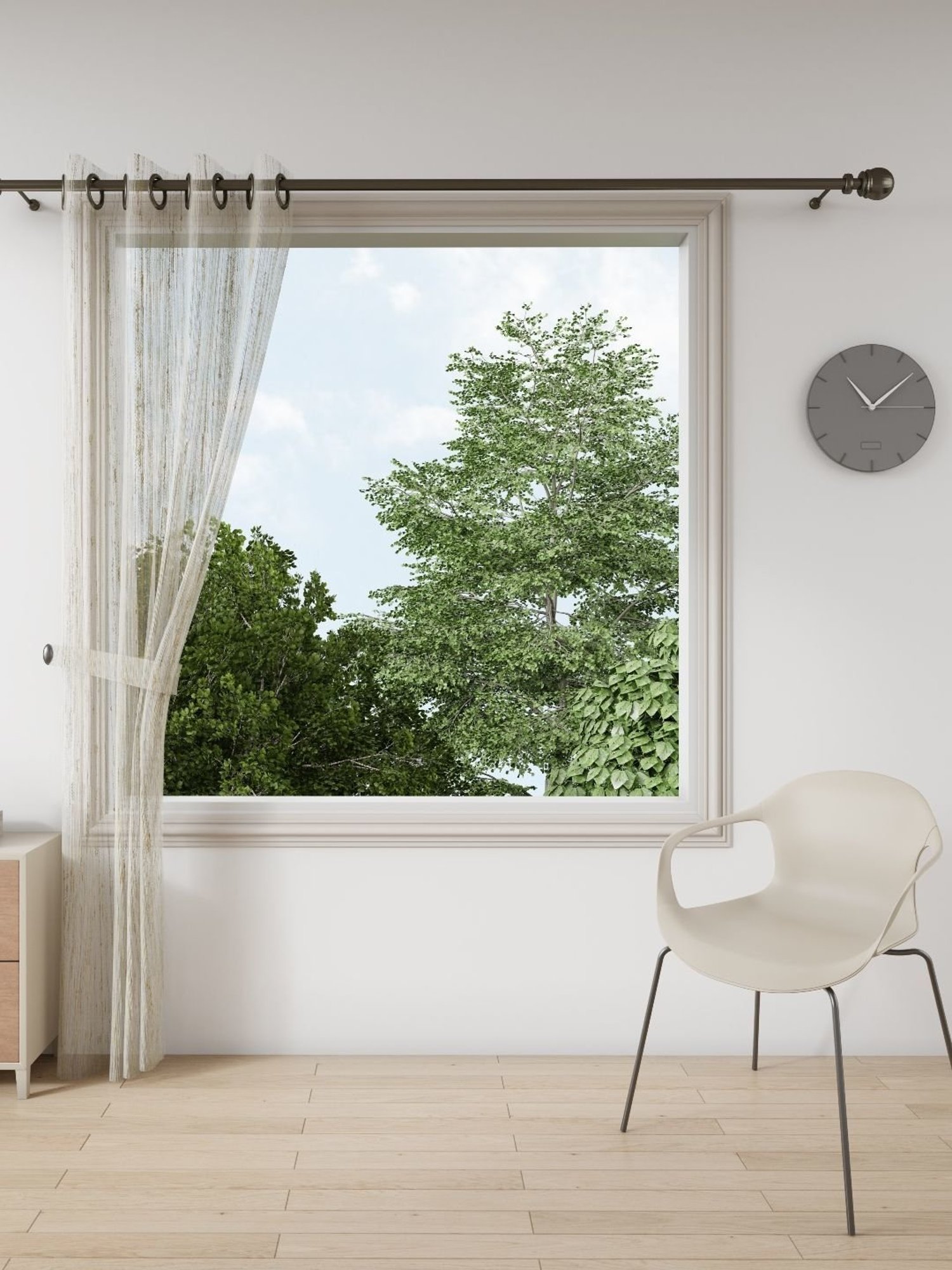 Ddecor Live Beautiful Beige Polyester 5 ft Window Curtain