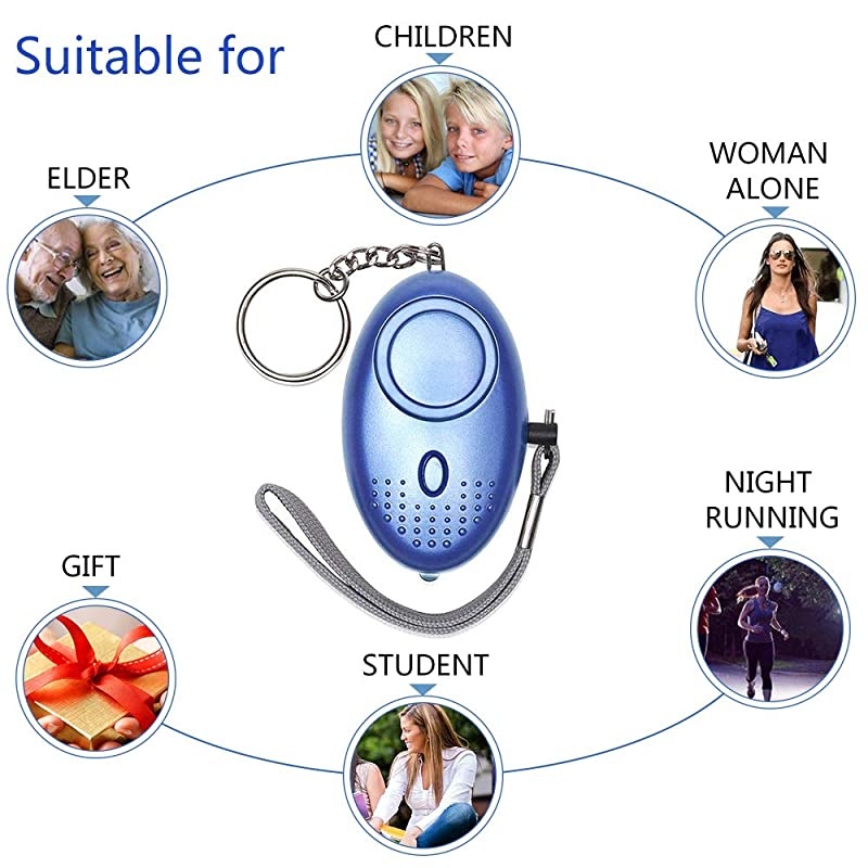 140 DB Personal Security Alarm Keychain 2Pack SOS Alarm Emergency with LED Light, Self Defense Security Alarm Personal for Kids,Women,Night Workers,Elderly, Color Blue/Black()