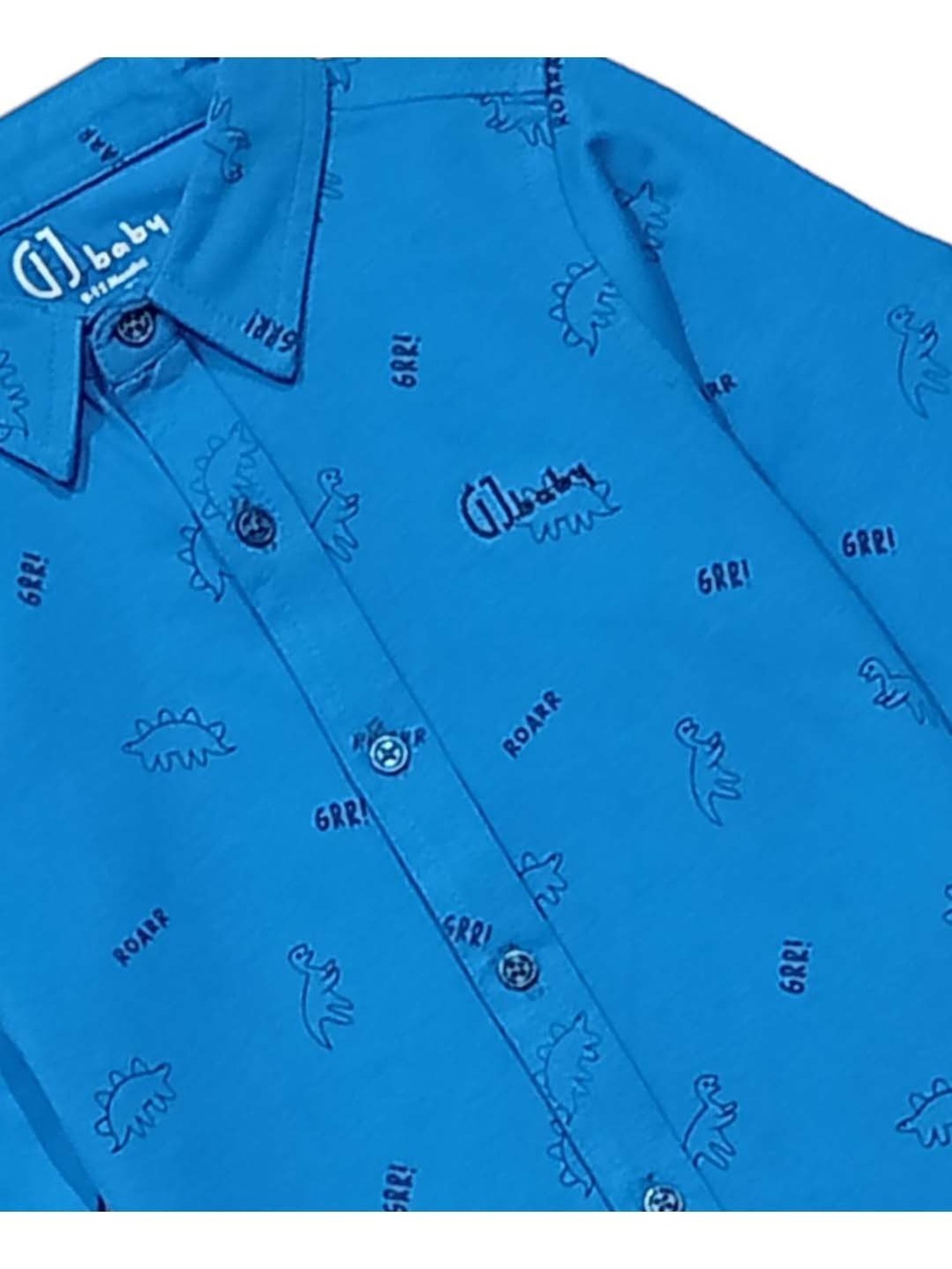 GJ baby Blue Printed Full Sleeves Shirt