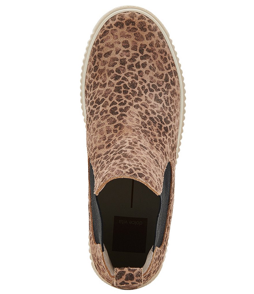 Dolce Vita Cola Leopard Print Suede Water-Repellent High Top Chelsea Sneakers