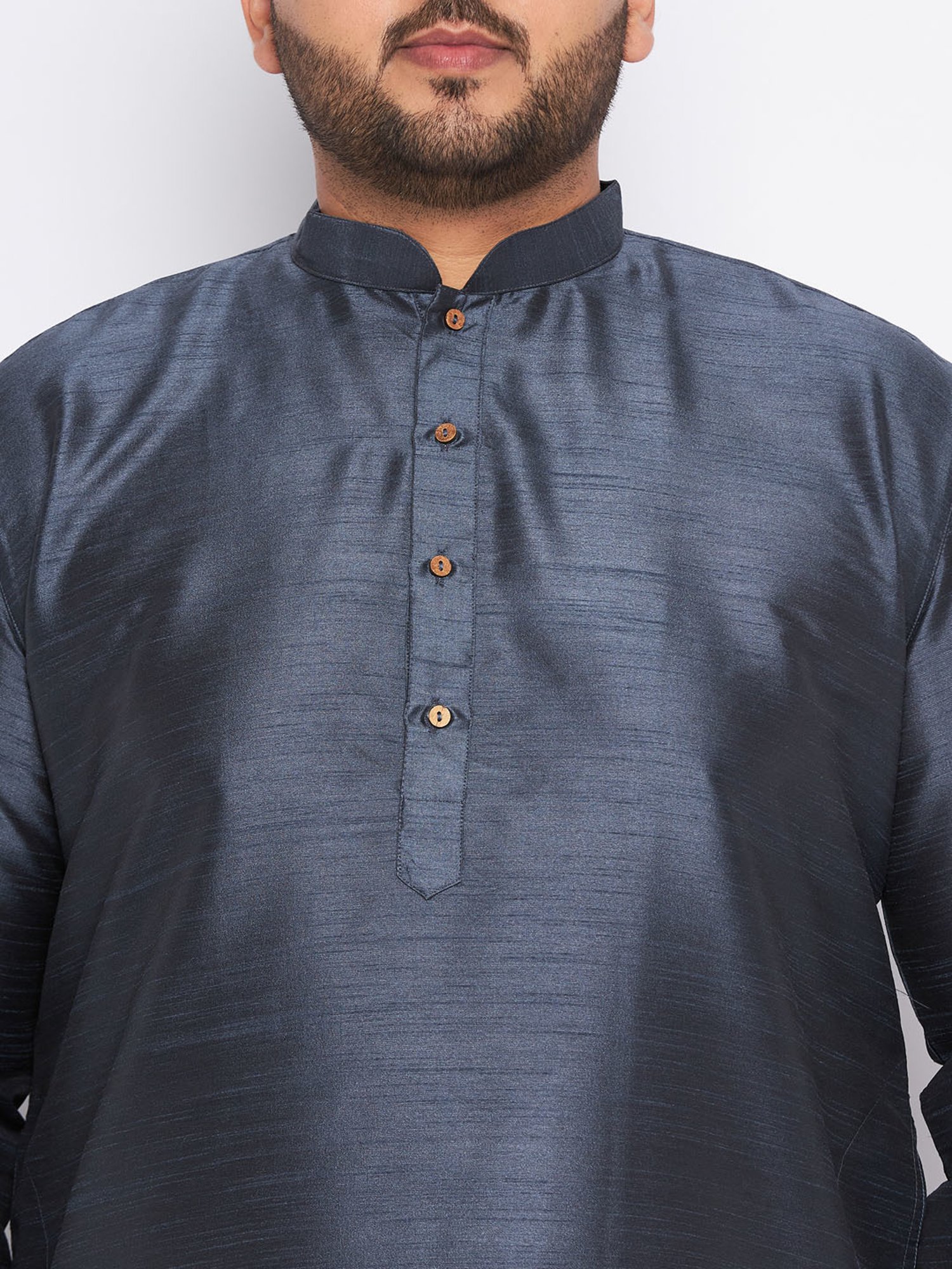 Vastramay Slate Silk Blend Kurta Pyjama Set
