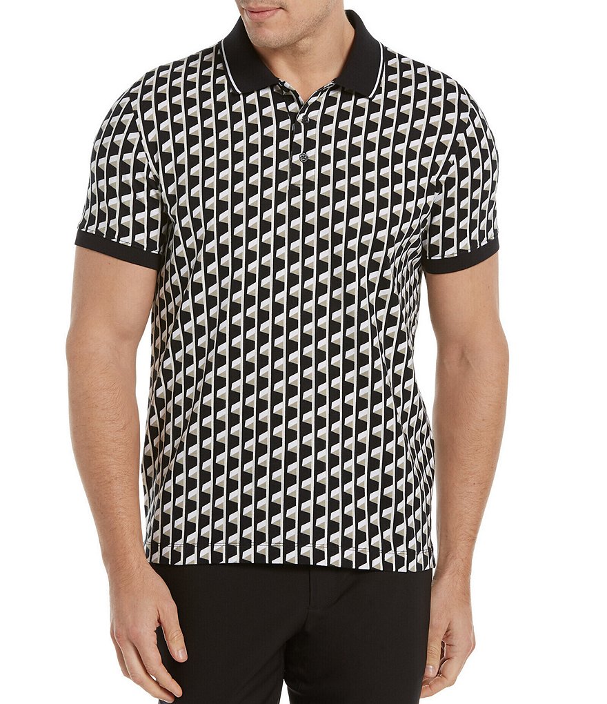 Visconti Petal Print Short-Sleeve Polo Shirt