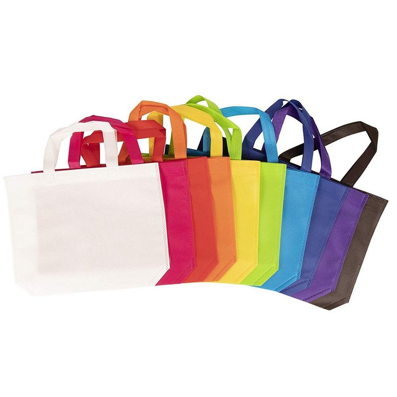 Blue Panda 30-Pack Non-woven Gift Bags Rainbow Tote Bags for Goodies Treats 10 Colors, 12.9 x 10.2 In