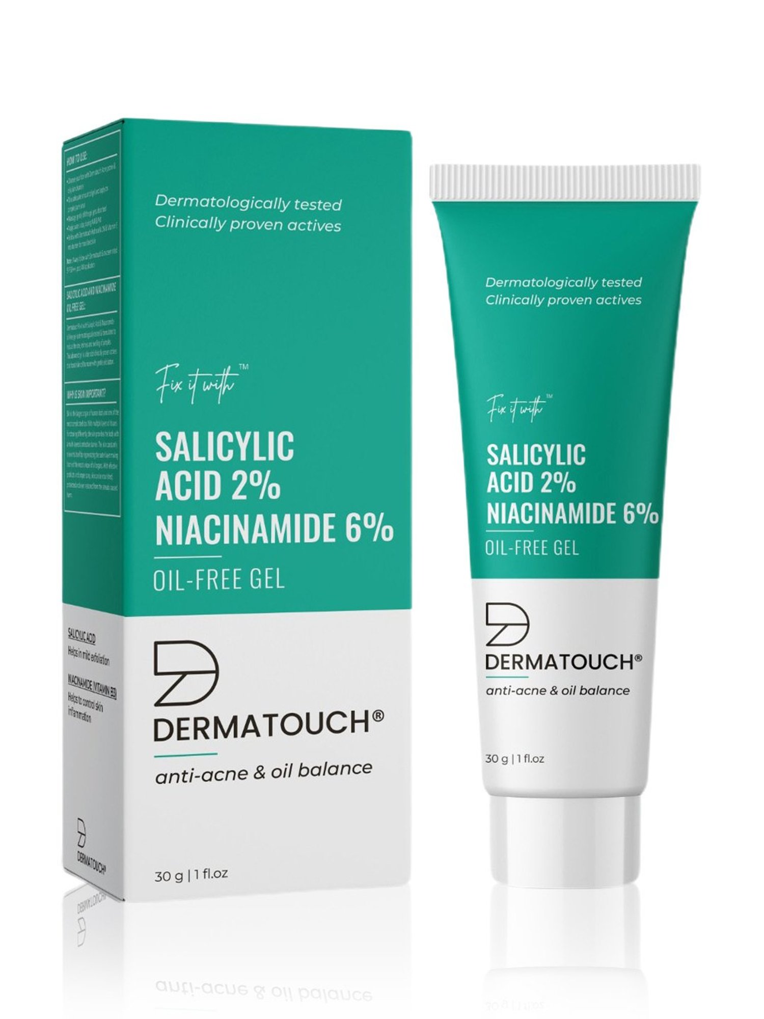 DERMATOUCH Salicylic Acid 2% & Niacinamide 6% Oil-Free Gel - 30 gm