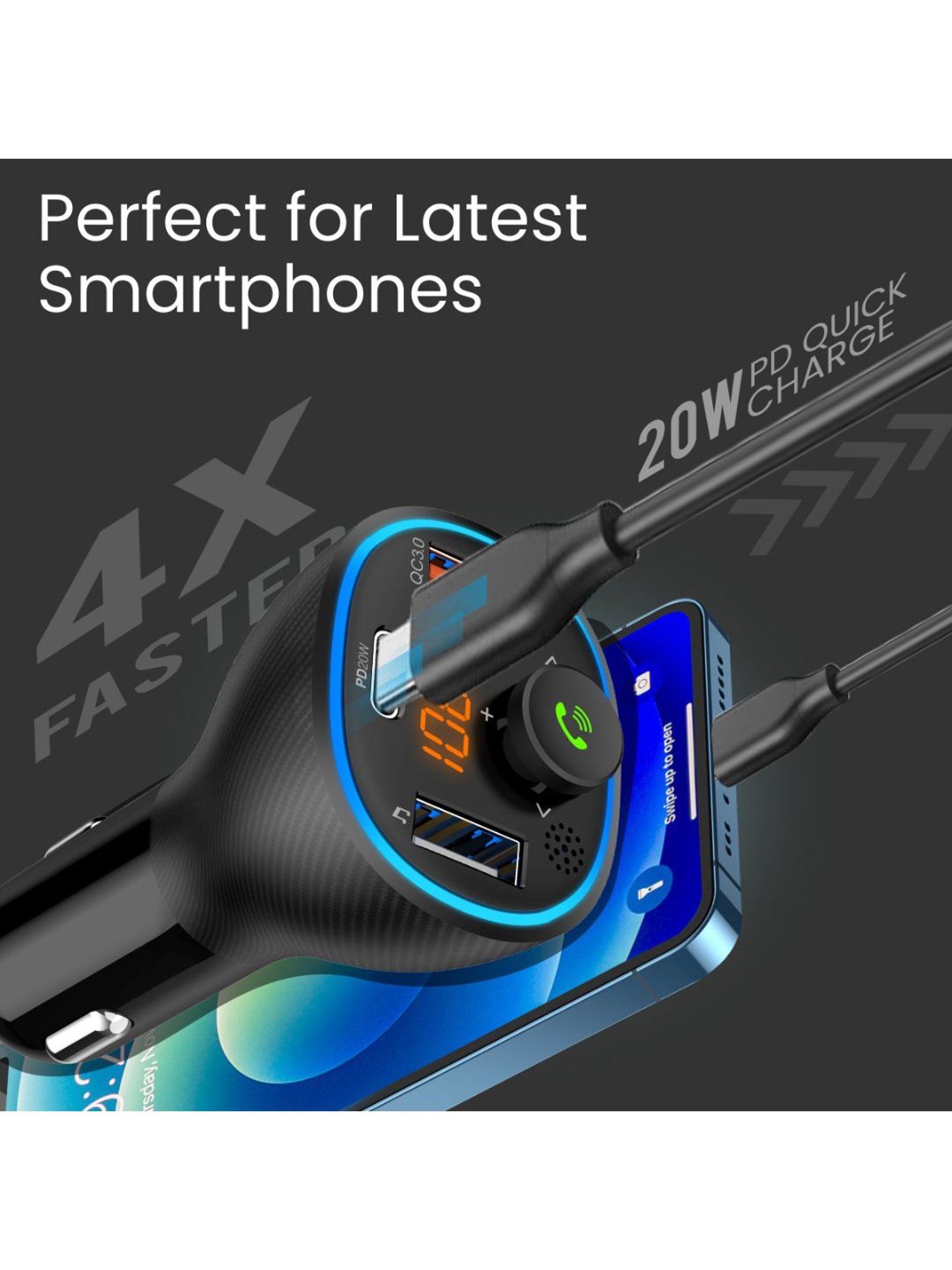 Portronics Auto 15 POR-1265 Car Radio Adapter with Bluetooth and FM Transmitter (Black)