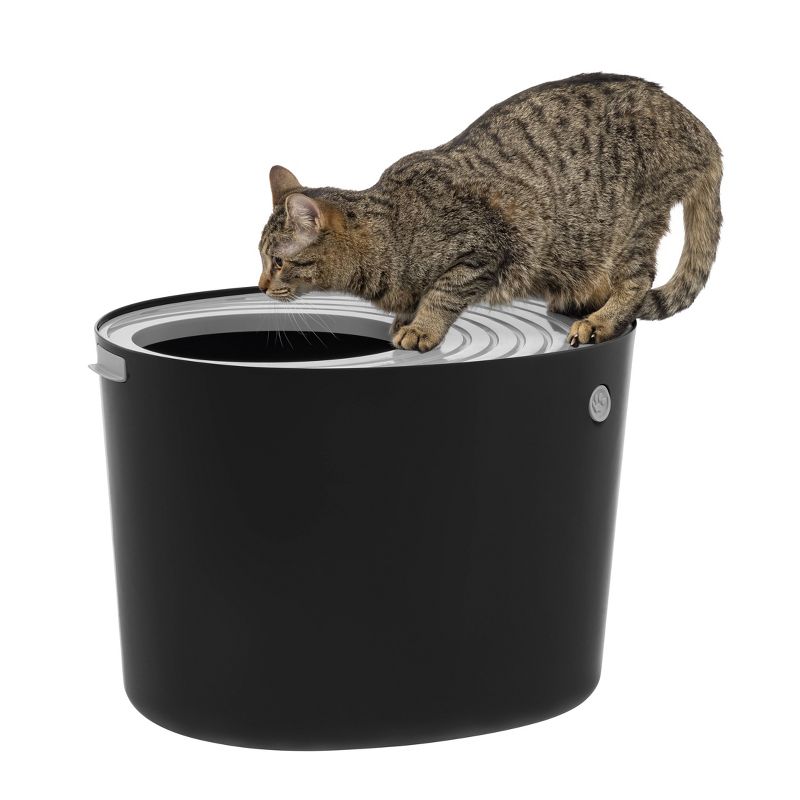 IRIS Top Entry Cat Litter Box with Cat Litter Scoop - Black & Gray