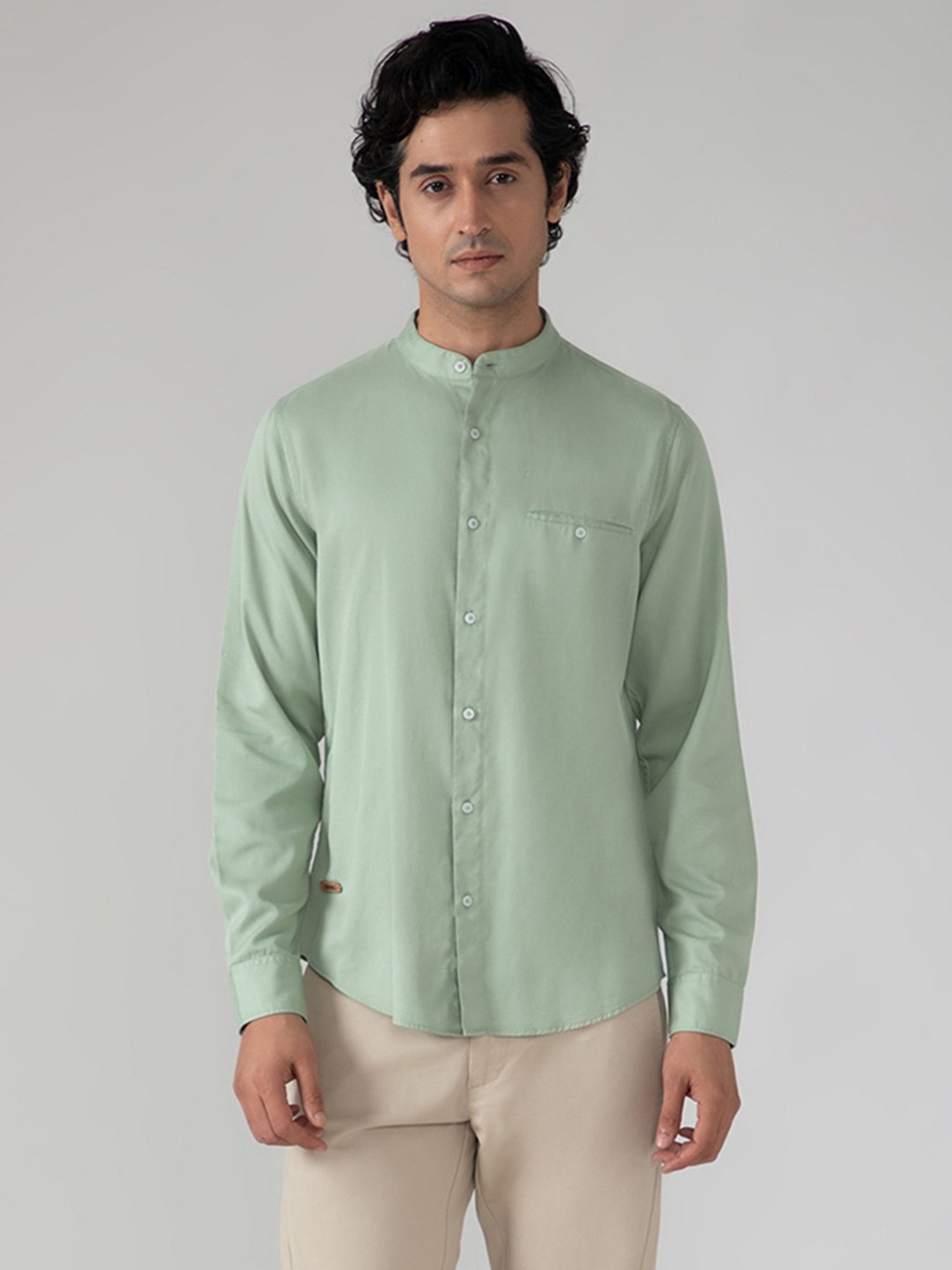 SUBTRACT Mint Green Slim Fit Shirt