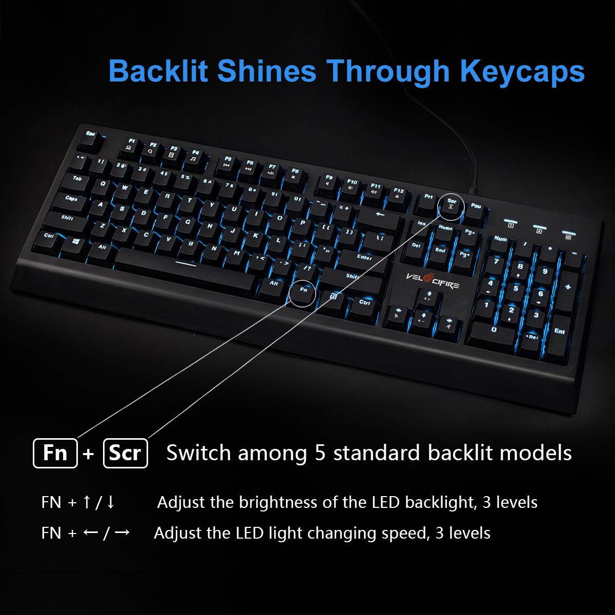 Velocifire VM01 Mechanical Keyboard for PC Game with Brown Switches Gaming Keyboard  Black Ship from US