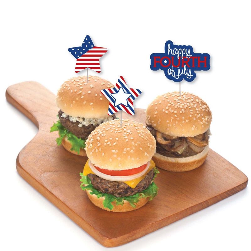 Big Dot of Happiness 4th of July - Dessert Cupcake Toppers - Independence Day Party Clear Treat Picks - Set of 24