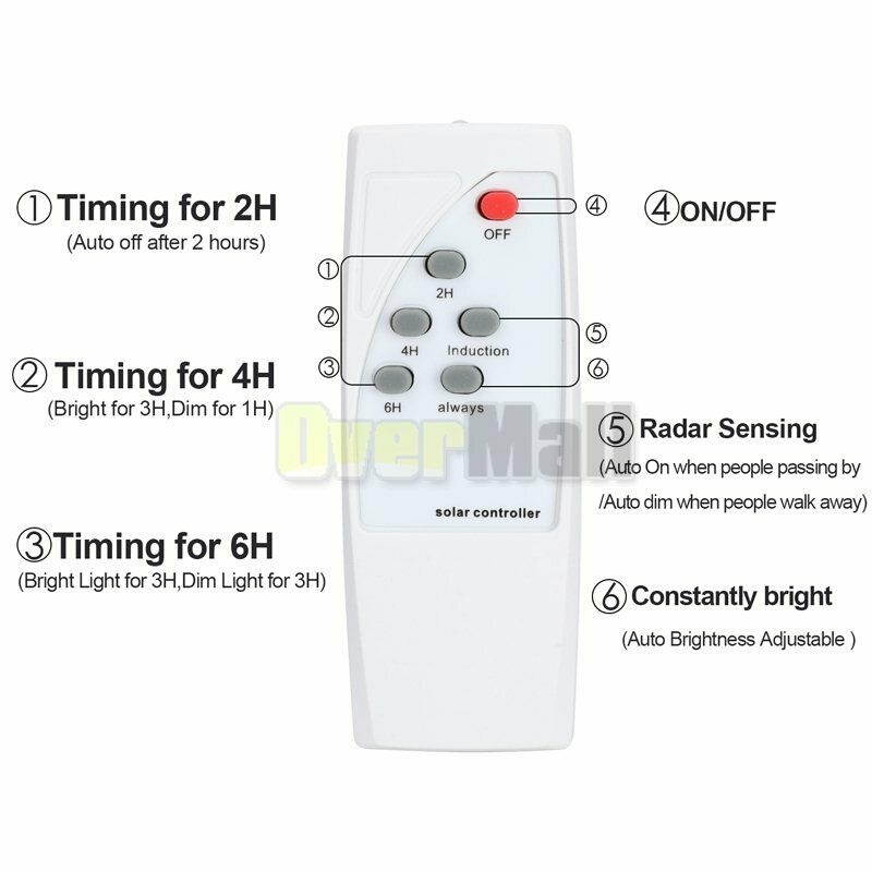 Waterproof 60W 140LED Solar Street Light With Radar Lamp+Remote  Mounting Pole