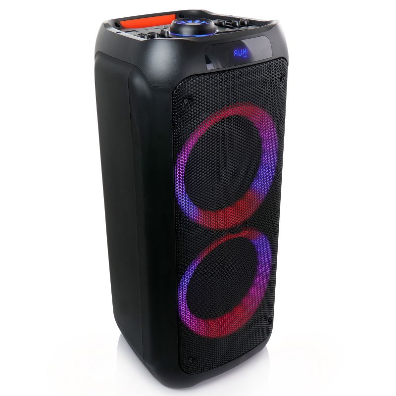 beFree Sound Dual 8 Inch Bluetooth Wireless Portable Party Speaker with Reactive Lights