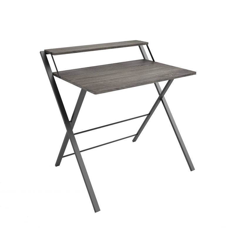 Core Folding Two Tier Desk Gray Oak/Black - Jamesdar