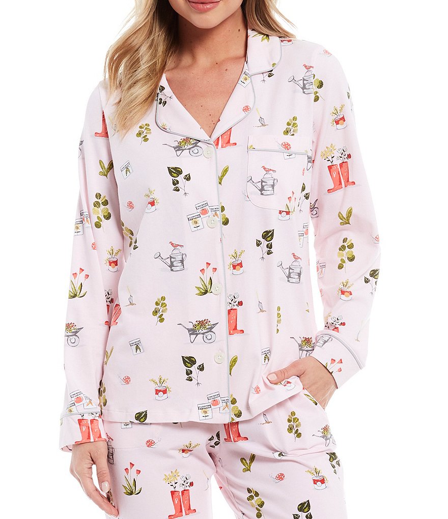 BedHead Pajamas Green Thumb Printed Jersey Knit Coordinating Pajama Set