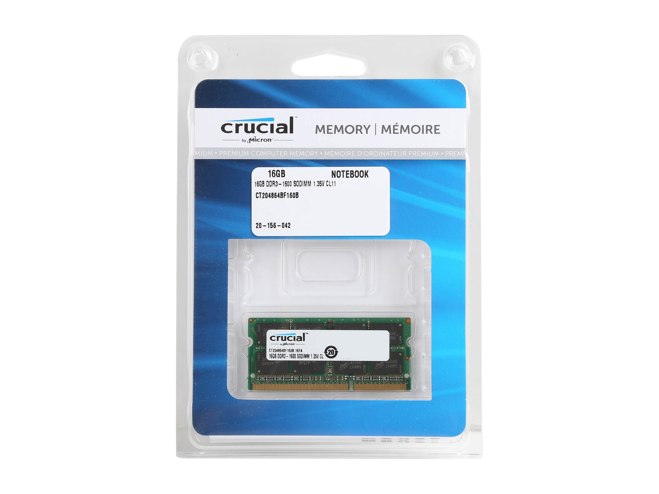 Crucial 16GB 204-Pin DDR3 SO-DIMM DDR3L 1600 (PC3L 12800) Laptop Memory Model CT204864BF160B
