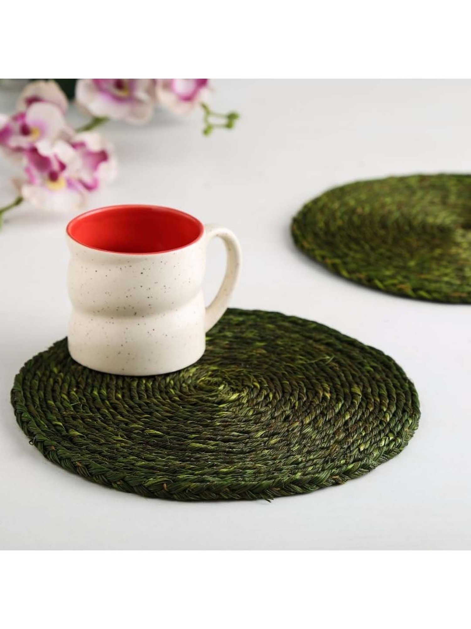 Karo Tapi Printed Multicolor Wood Coasters - Set of 6