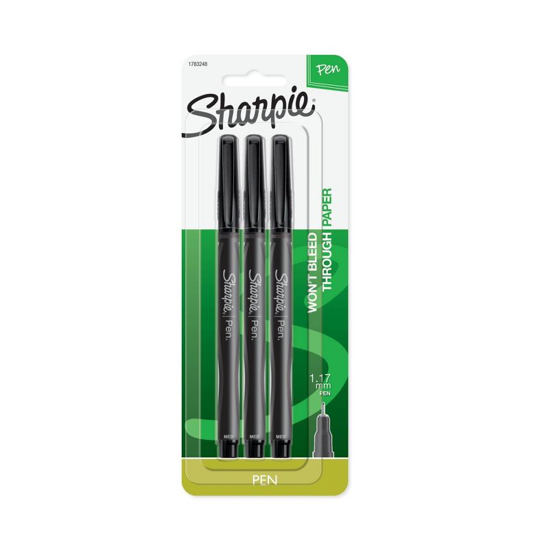 3pk Marker Pens Medium Tip Black - Sharpie