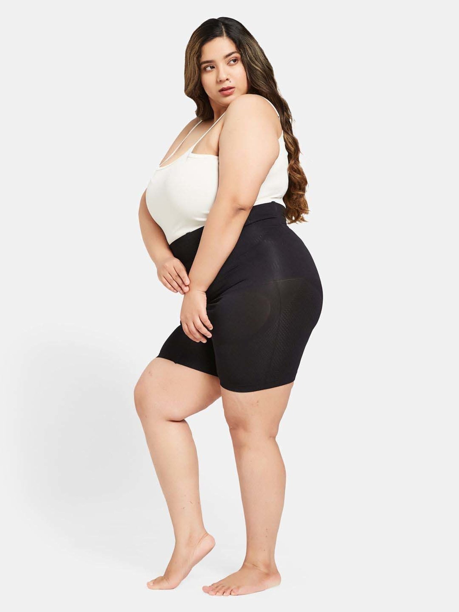 Secrets By ZeroKaata Black Plain Tummy & Thigh Shaper