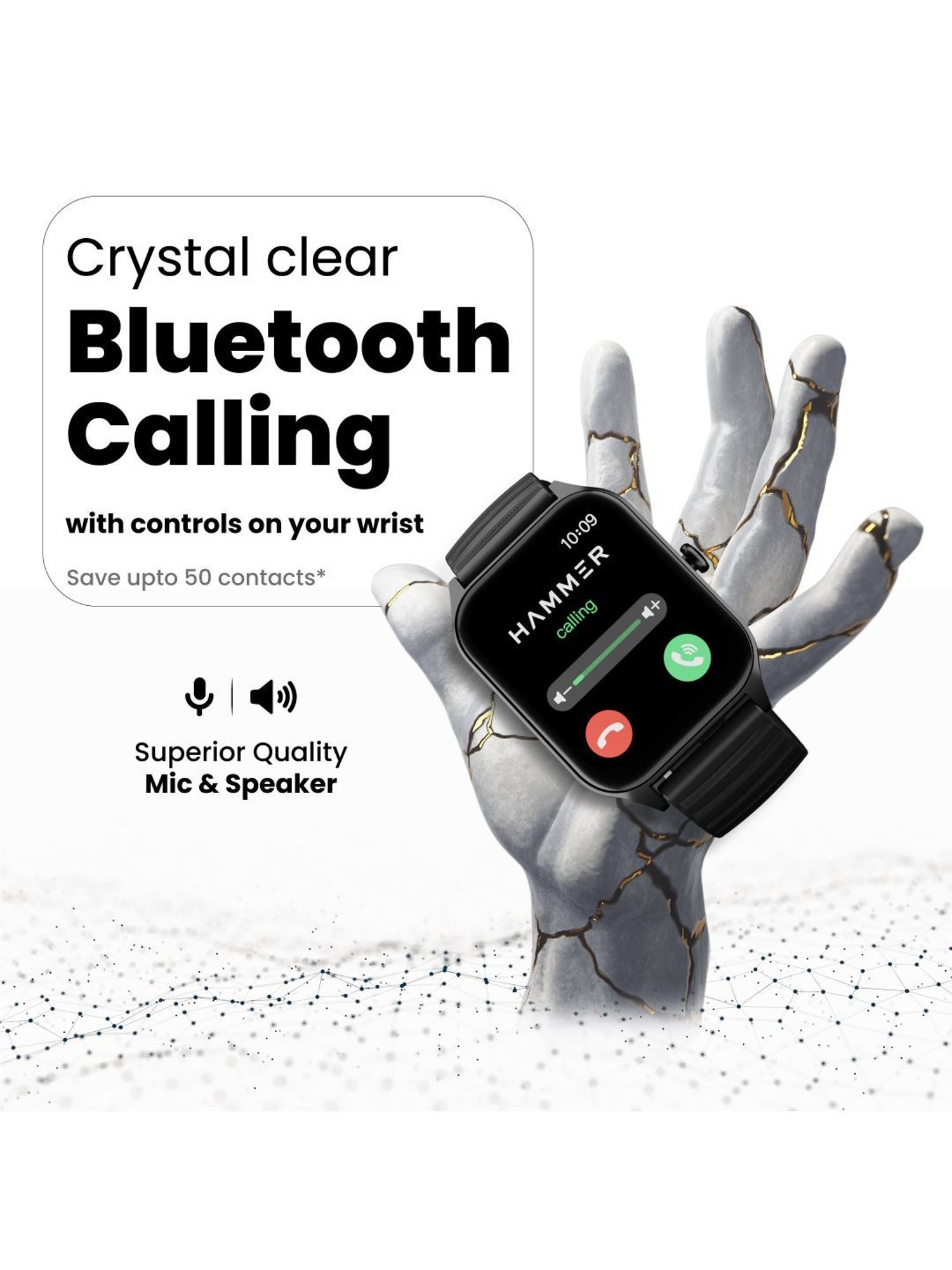 Hammer Stroke 1.96 inch TFT Display Calling Smartwatch with Strong Metallic Body (Black)