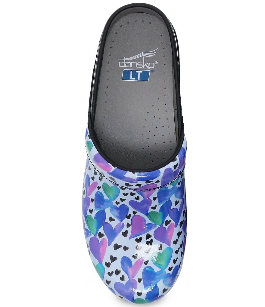 Dansko Lt Pro Love Heart Print Patent Leather Clogs